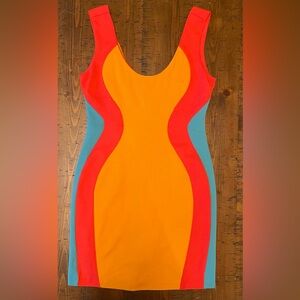 Ark & Co Midi Bodycon Vibrant multicolored dress